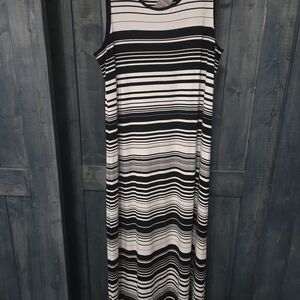 Chico's Black and White Striped Maxi Dress